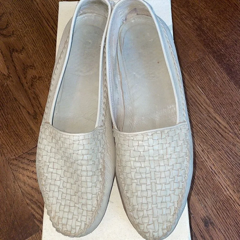 Cole Haan Resort Murano Sandstone leather woven toe slip on loafers‎